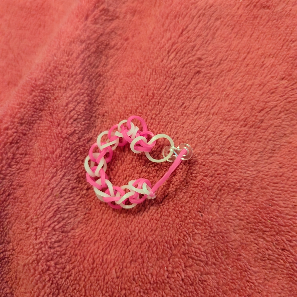 Pink and White Rubber Band Bracelet